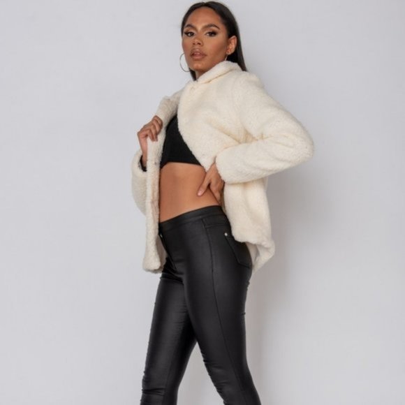 Long Sleeve Collared Teddy Bear Fur Jacket - Picture 10 of 12